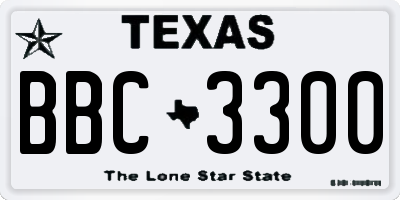 TX license plate BBC3300