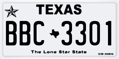 TX license plate BBC3301