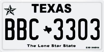 TX license plate BBC3303