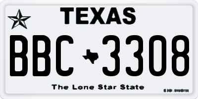 TX license plate BBC3308