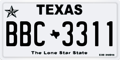 TX license plate BBC3311