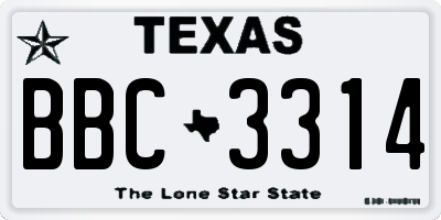 TX license plate BBC3314