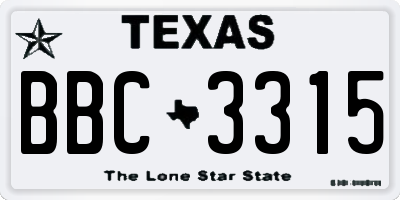 TX license plate BBC3315