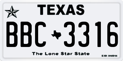 TX license plate BBC3316