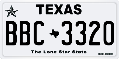TX license plate BBC3320