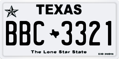 TX license plate BBC3321