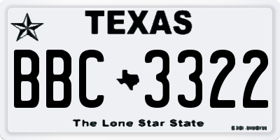 TX license plate BBC3322