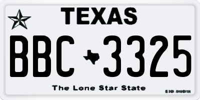 TX license plate BBC3325