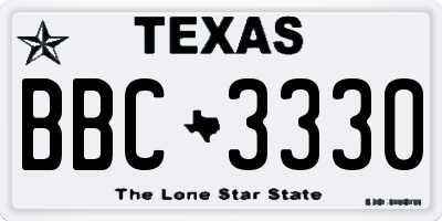 TX license plate BBC3330