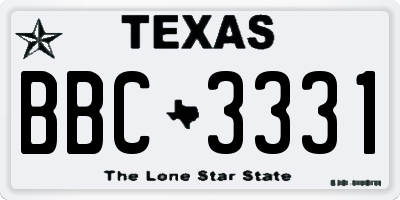 TX license plate BBC3331