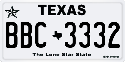 TX license plate BBC3332