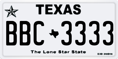 TX license plate BBC3333