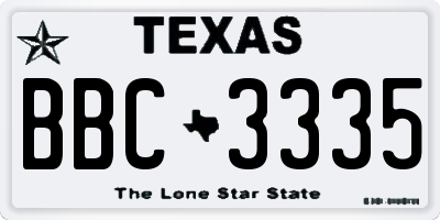 TX license plate BBC3335