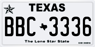 TX license plate BBC3336