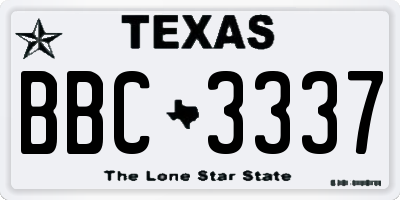 TX license plate BBC3337
