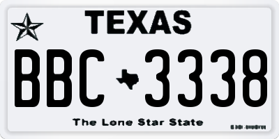 TX license plate BBC3338
