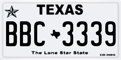 TX license plate BBC3339