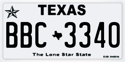TX license plate BBC3340