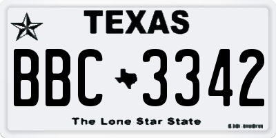 TX license plate BBC3342