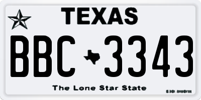 TX license plate BBC3343