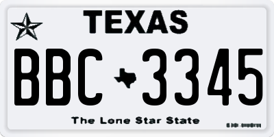 TX license plate BBC3345