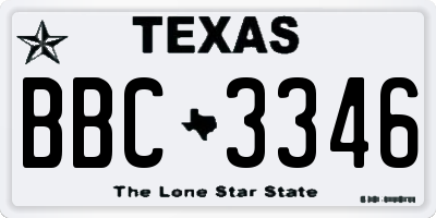 TX license plate BBC3346