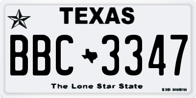 TX license plate BBC3347