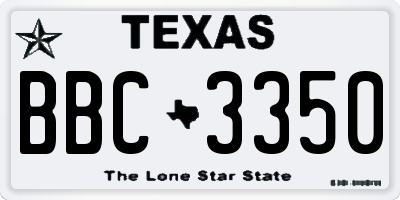 TX license plate BBC3350