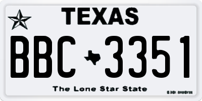TX license plate BBC3351