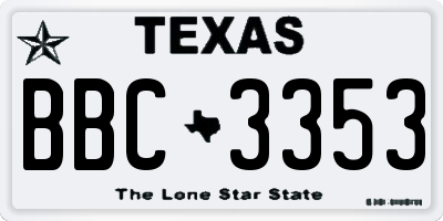 TX license plate BBC3353