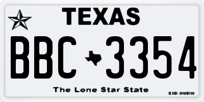 TX license plate BBC3354