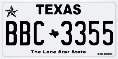 TX license plate BBC3355