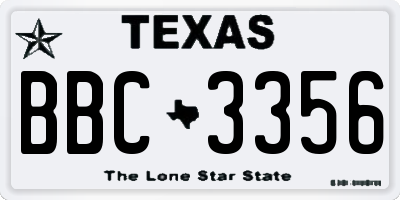 TX license plate BBC3356