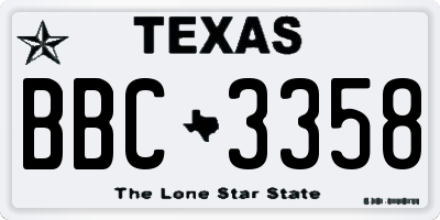 TX license plate BBC3358