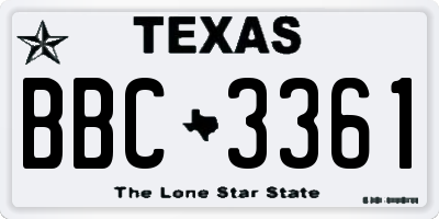 TX license plate BBC3361