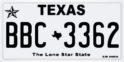 TX license plate BBC3362