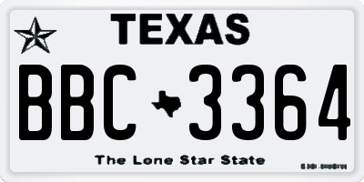 TX license plate BBC3364
