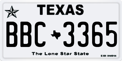 TX license plate BBC3365