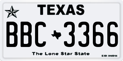 TX license plate BBC3366