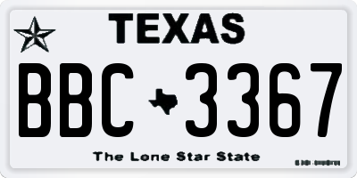 TX license plate BBC3367