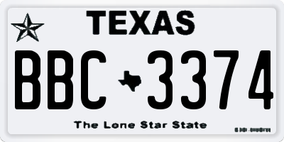 TX license plate BBC3374