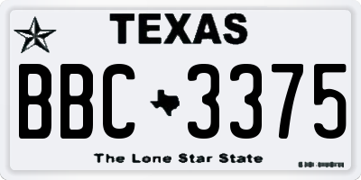 TX license plate BBC3375