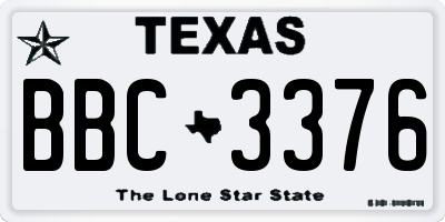 TX license plate BBC3376