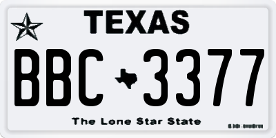 TX license plate BBC3377