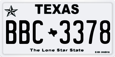 TX license plate BBC3378
