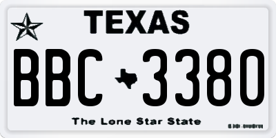 TX license plate BBC3380