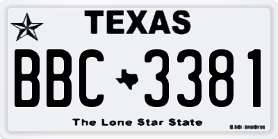 TX license plate BBC3381
