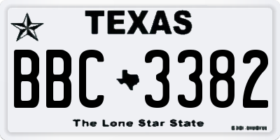 TX license plate BBC3382