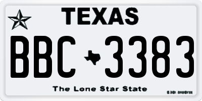 TX license plate BBC3383