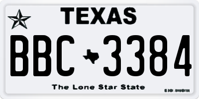 TX license plate BBC3384